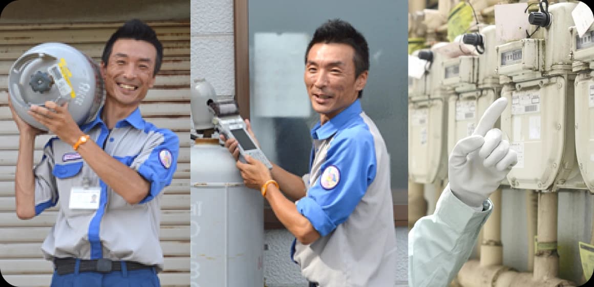 ガス供給や設備点検を行うスタッフの作業風景